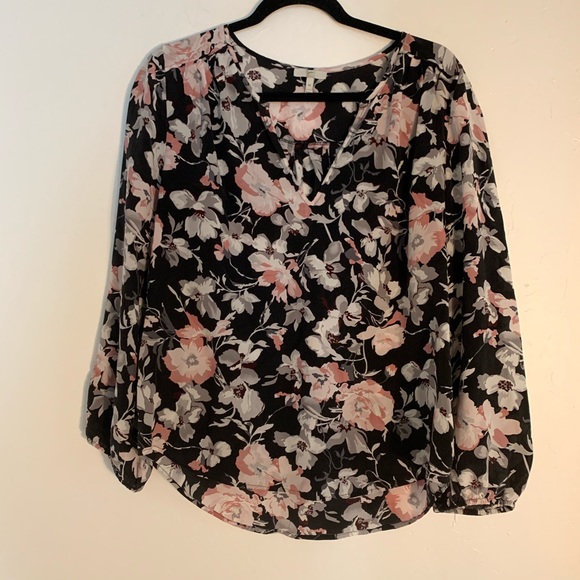 Joie Tops - Joie | black silk floral v-neck blouse